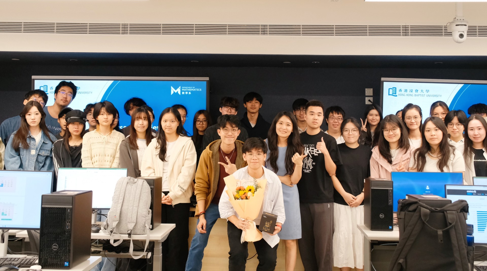 Shu Ma with students at Hong Kong Baptist University